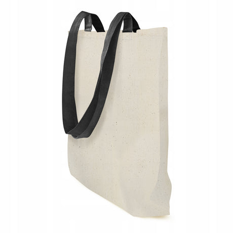 Torba Bawełniana Ecru Uchwyt z Taśmy Kaletniczej Czarny 38x44cm 220g