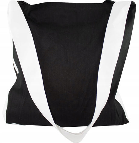 Torba Bawełniana Czarna Pojedynczy Uchwyt Biały 38x5x42cm 220g