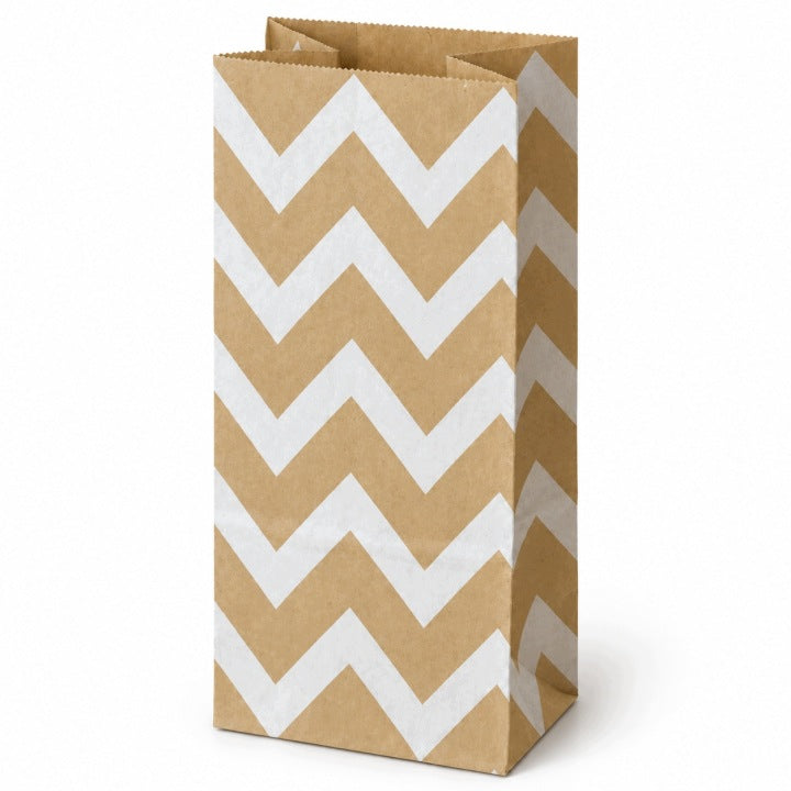 Torba Papierowa Klockowa 160 x 80 x 270mm w ZYGZAKI - Brązowa
