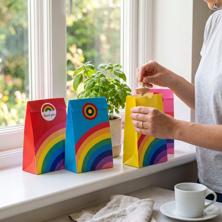 Torba papierowa klockowa 130x220mm tęcza 8szt.