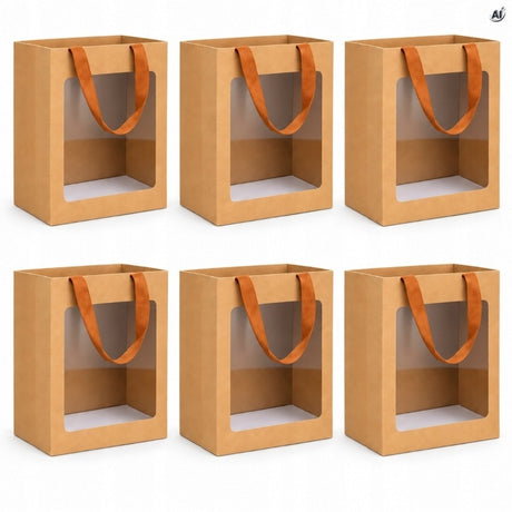 Torba papierowa 180x130x250 mm 6szt. brązowa z okienkiem