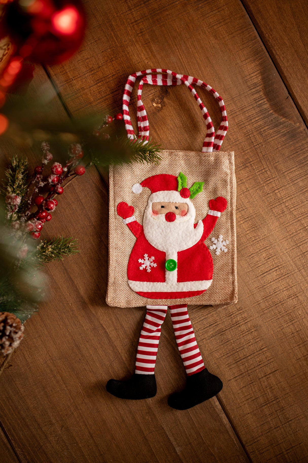 Torba świąteczna jutowa z Mikołajem