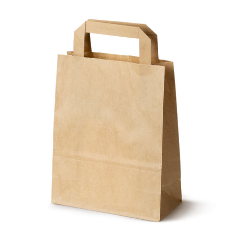 Torba papierowa z uchwytem płaskim 180x80x230mm Brązowa