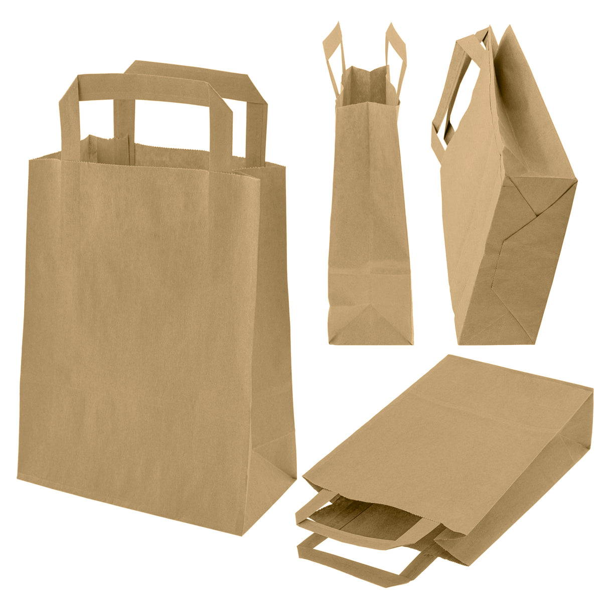 Torba papierowa z uchwytem płaskim 180x80x230mm Brązowa