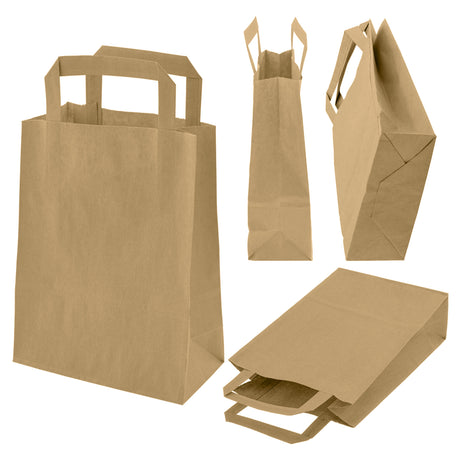 Torba papierowa z uchwytem płaskim 180x80x230mm Brązowa