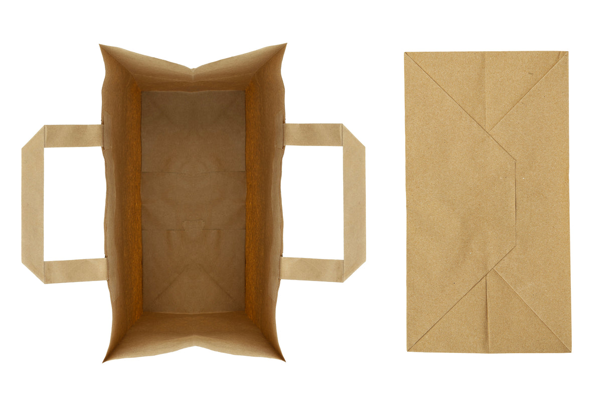 Torba papierowa z uchwytem płaskim 180x80x230mm Brązowa