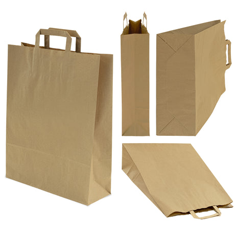 Torba papierowa z uchwytem płaskim 320x120x410mm Brązowa