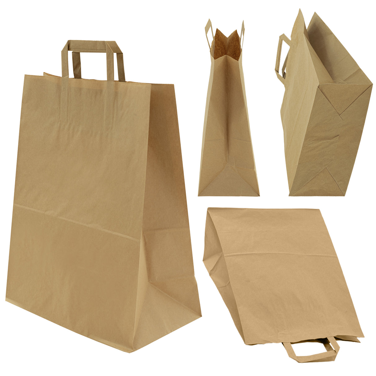 Torba papierowa z uchwytem płaskim 320x160x390mm Brązowa