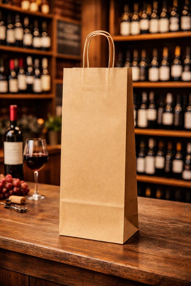 Torba Papierowa z Uchwytem Skręcanym 160x90x390mm Brązowa