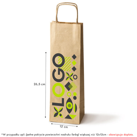 Torba Papierowa 160x80x390mm z Nadrukiem FULLPRINT Brązowa od 50 szt.