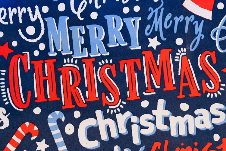 Torba papierowa świąteczna 240x100x320mm MERRY CHRISTMAS Granatowa