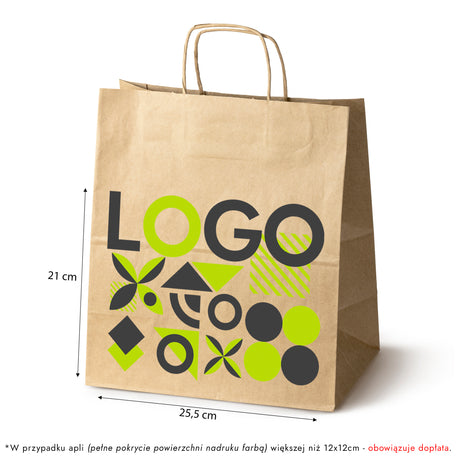 Torba Papierowa 305x170x340mm z Nadrukiem Brązowa od 50 szt.