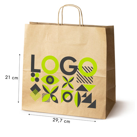 Torba papierowa z nadrukiem 400x180x390mm BRĄZOWA 50 szt.