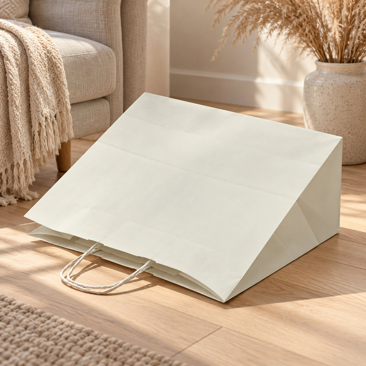 Torba Papierowa z Uchwytem Skręcanym 400x180x390mm - Biała