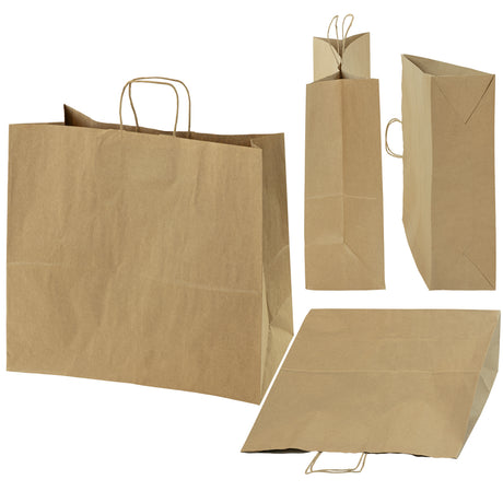 Torba papierowa z uchwytem skręcanym 500x180x390mm Brązowa