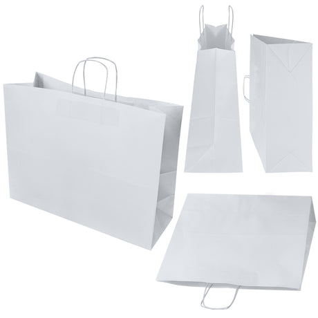 Torba papierowa z uchwytem skręcanym 500x180x390mm Biała