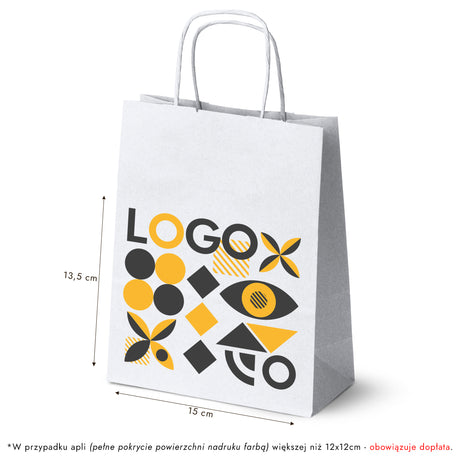 Torba papierowa 180x80x225mm z nadrukiem Biała od 50 szt.