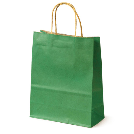Torba Papierowa z Uchwytem Skręcanym 180x80x225mm - Zielona pastelowa Brązowy
