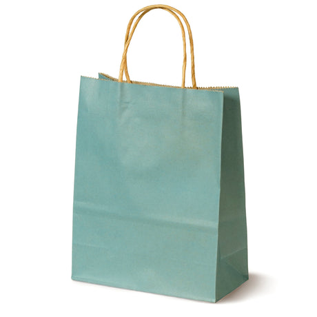 Torba Papierowa z Uchwytem Skręcanym 240x100x320mm - Niebieska pastelowa Brązowy