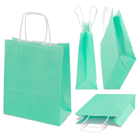 Torba papierowa z uchwytem skręcanym 240x100x320mm Zielona pastelowa
