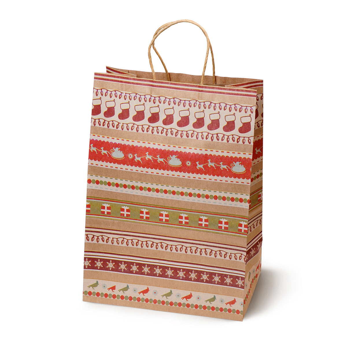 Torba papierowa świąteczna 260x120x330mm Śnieżynka Choinka Renifer 5szt.