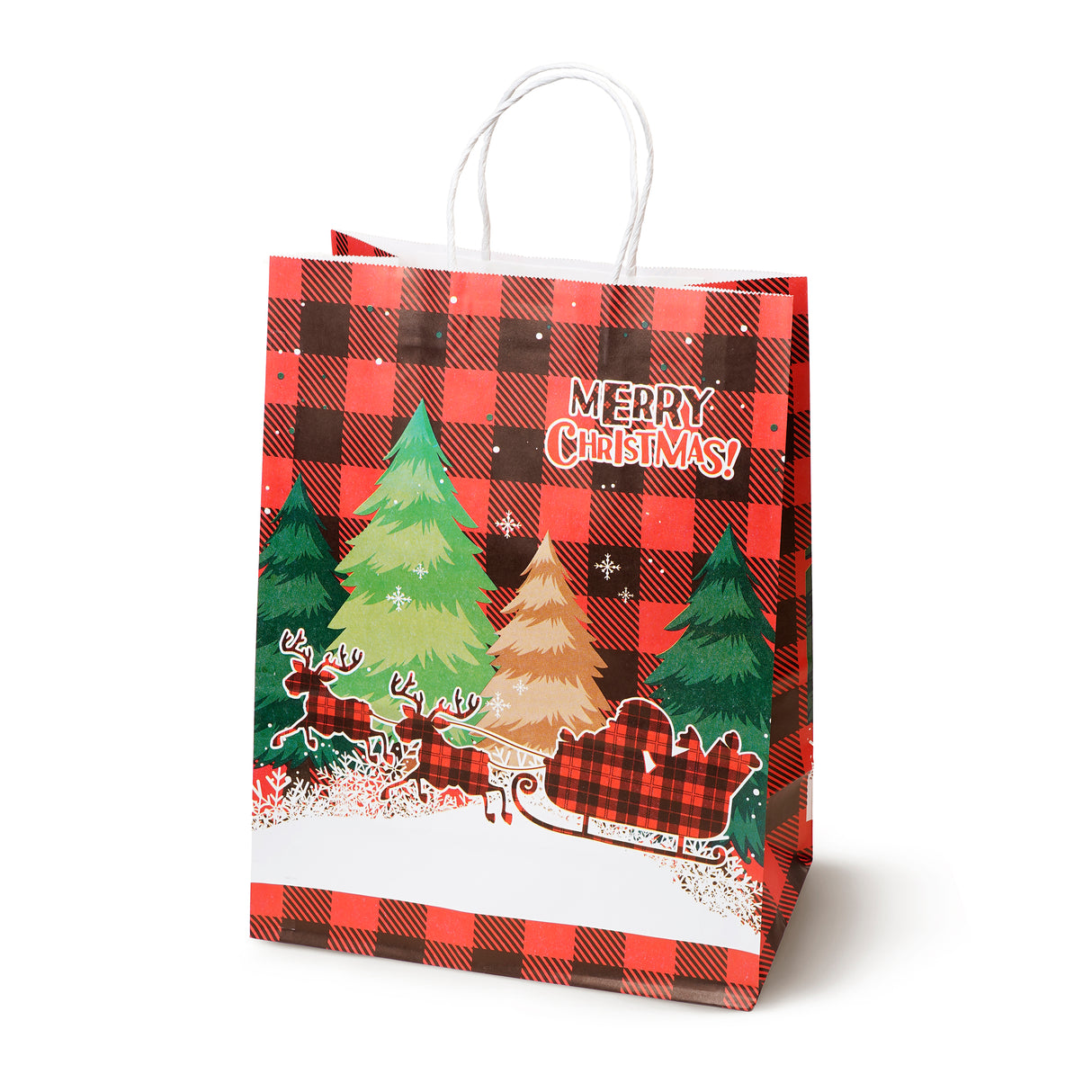 Torba papierowa świąteczna 150x80x210mm Mikołaj Choinka w Kratę 4szt.