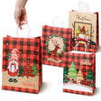 Torba papierowa świąteczna 260x120x330mm Mikołaj Choinka w Kratę 4szt.