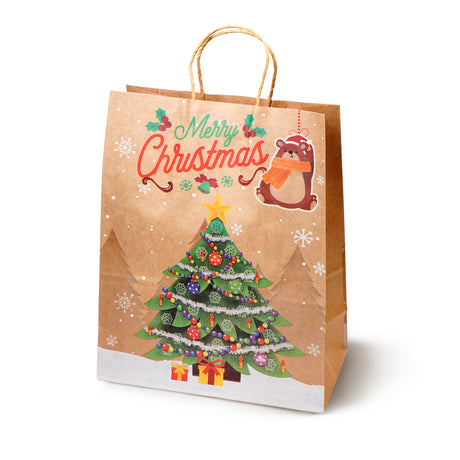 Torba papierowa świąteczna 260x120x330mm Happy Holidays 4szt.