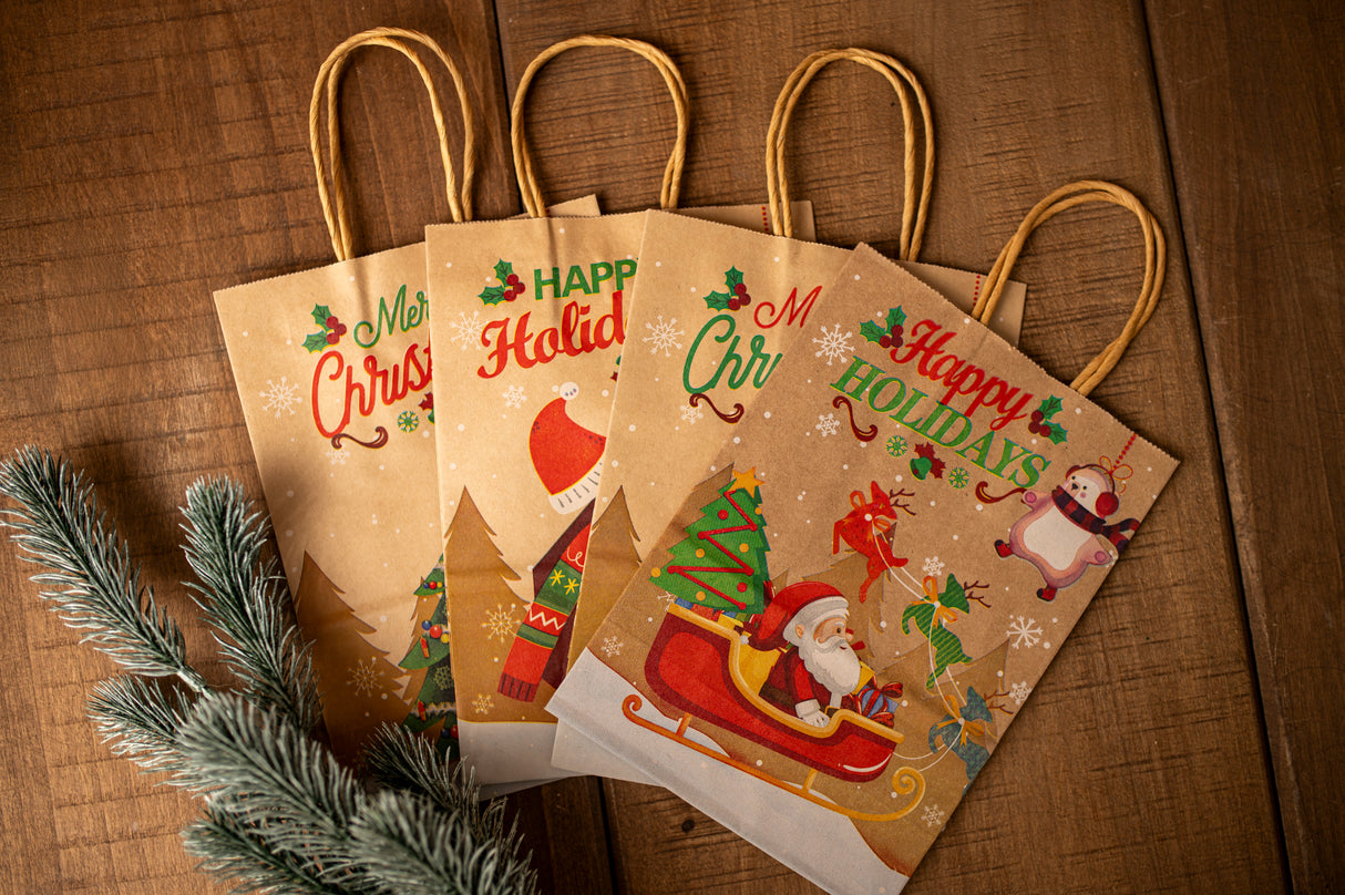 Torba papierowa świąteczna 150x80x210mm Happy Holidays 4szt.