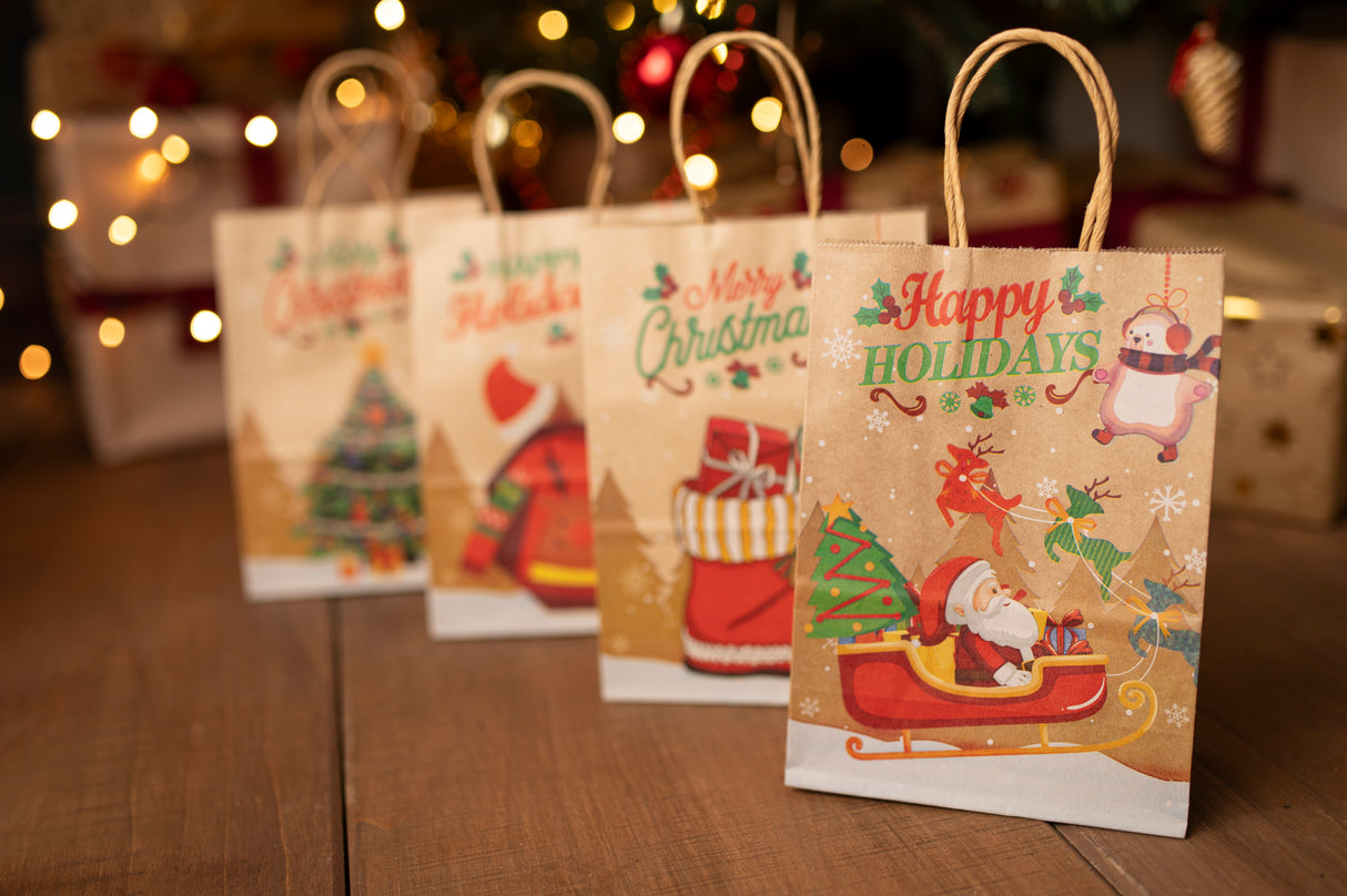 Torba papierowa świąteczna 210x110x270mm Happy Holidays 4szt.