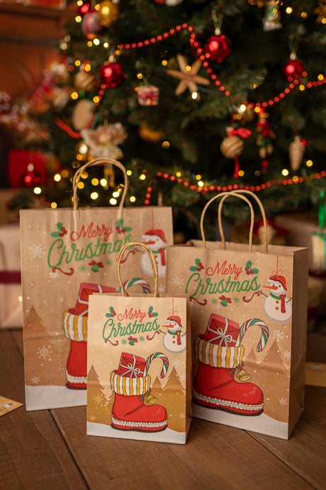 Torba papierowa świąteczna 260x120x330mm Happy Holidays 4szt.