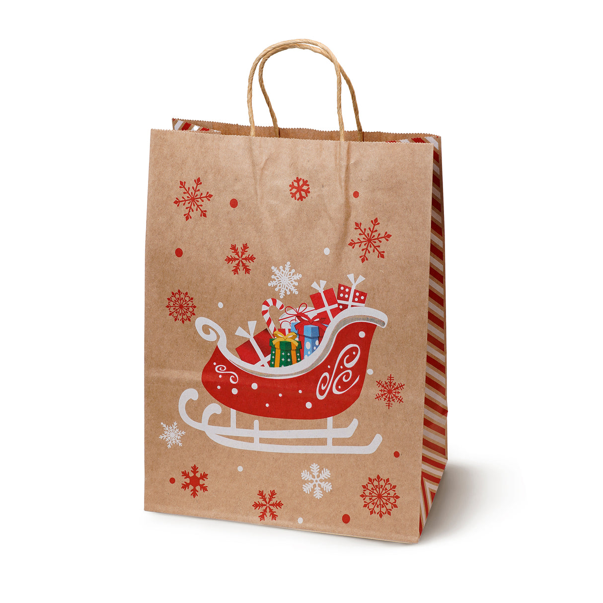 Torba papierowa świąteczna 260x120x330mm Renifer Choinka Sanie Czapka 4szt.