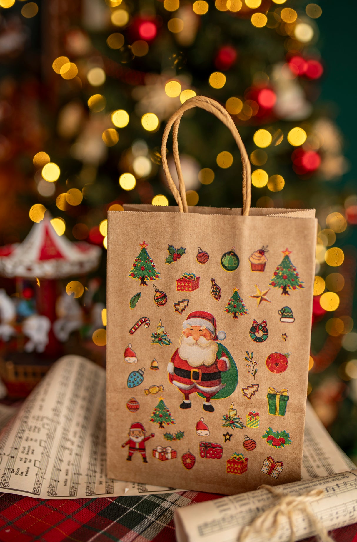 Torba papierowa świąteczna 150x80x210mm Boże Narodzenie 4szt.