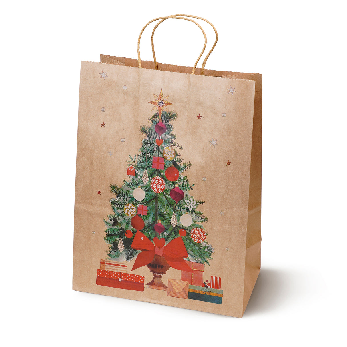 Torba papierowa świąteczna 210x110x270mm Skarpeta Choinka Dzwonek Prezenty 4szt.