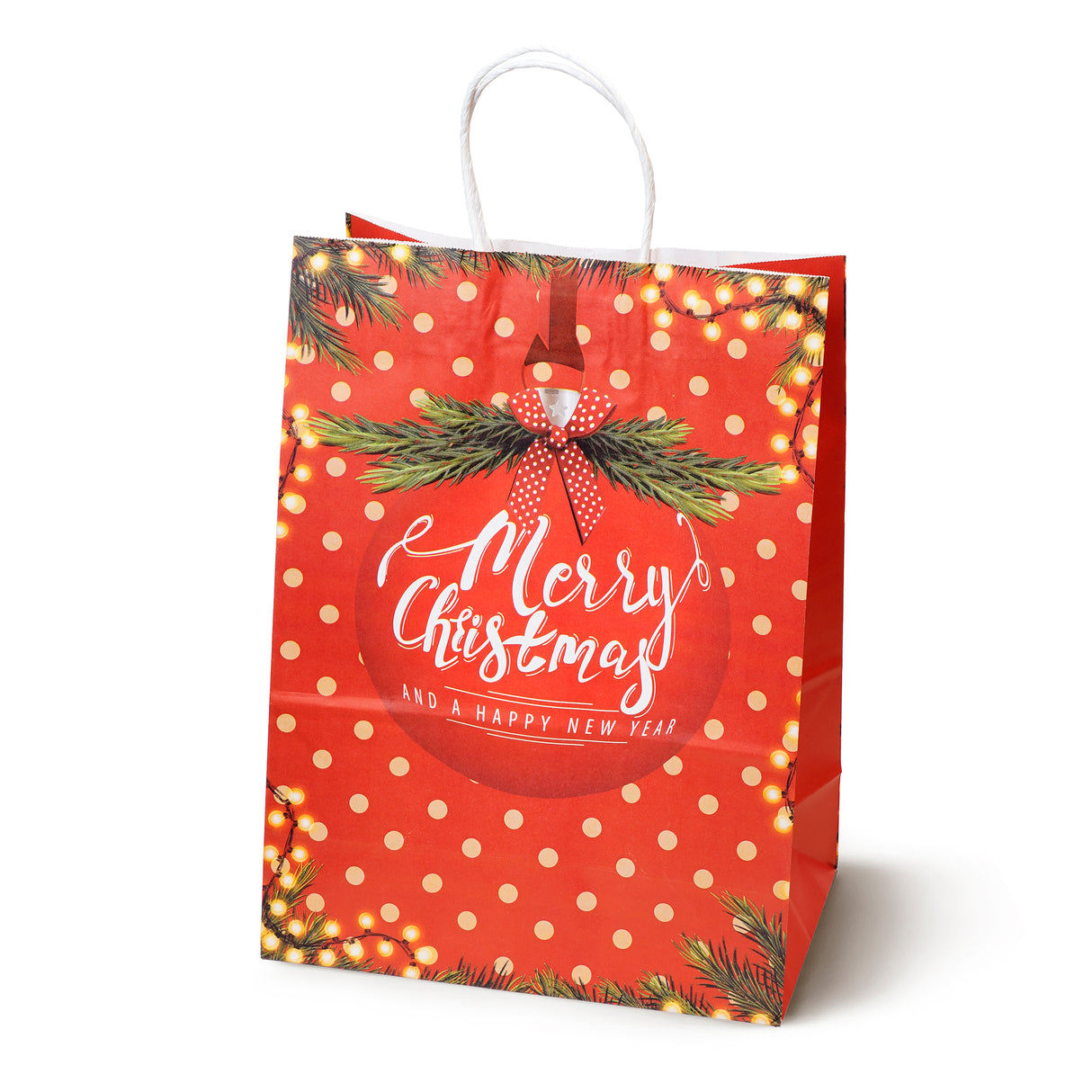 Torba papierowa świąteczna 150x80x210mm Merry Christmas Mikołaj 4szt.