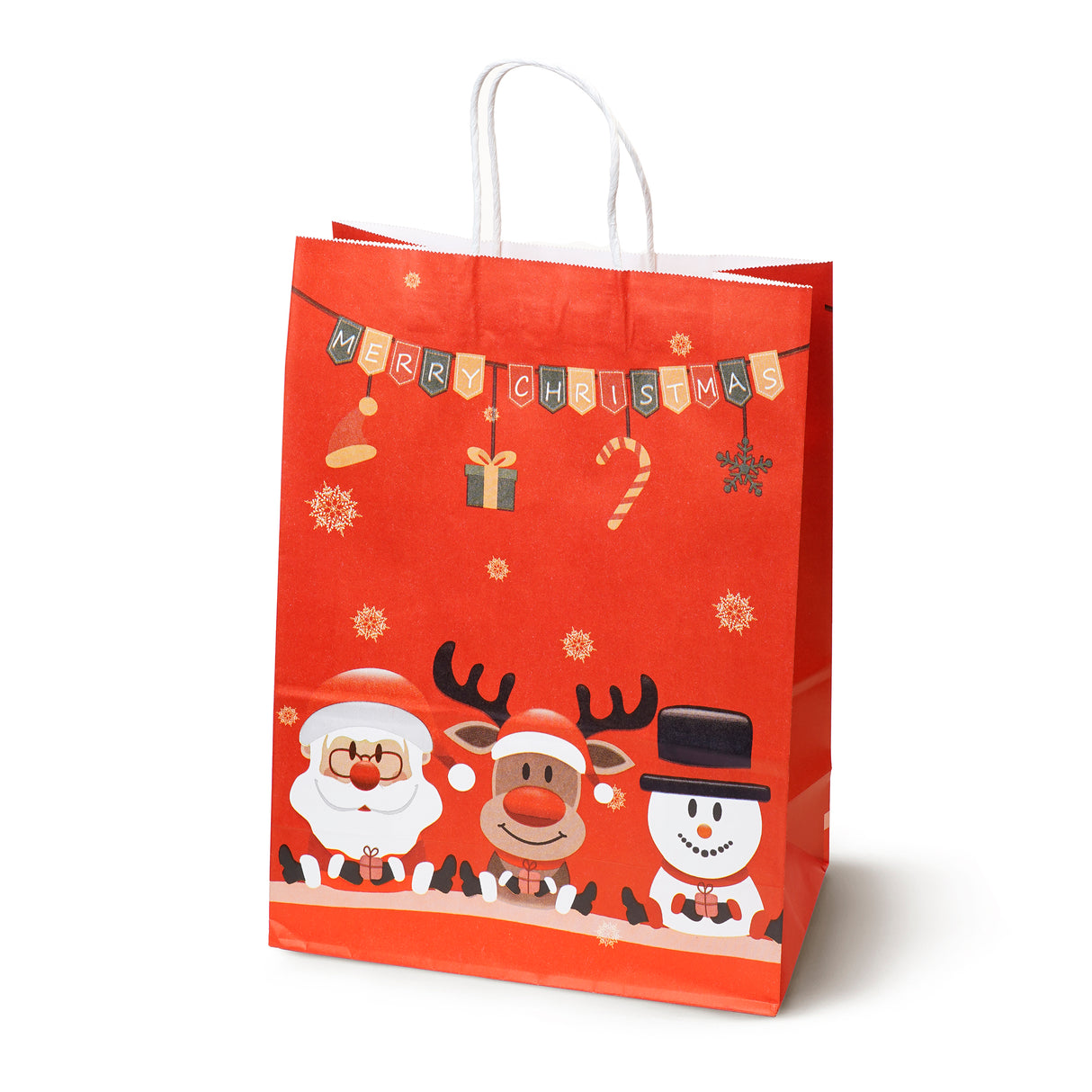 Torba papierowa świąteczna 260x120x330mm Merry Christmas Mikołaj 4szt.