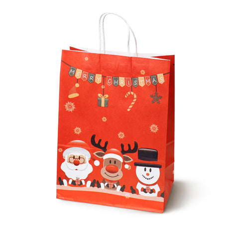 Torba papierowa świąteczna 210x110x270mm Merry Christmas Mikołaj 4szt.