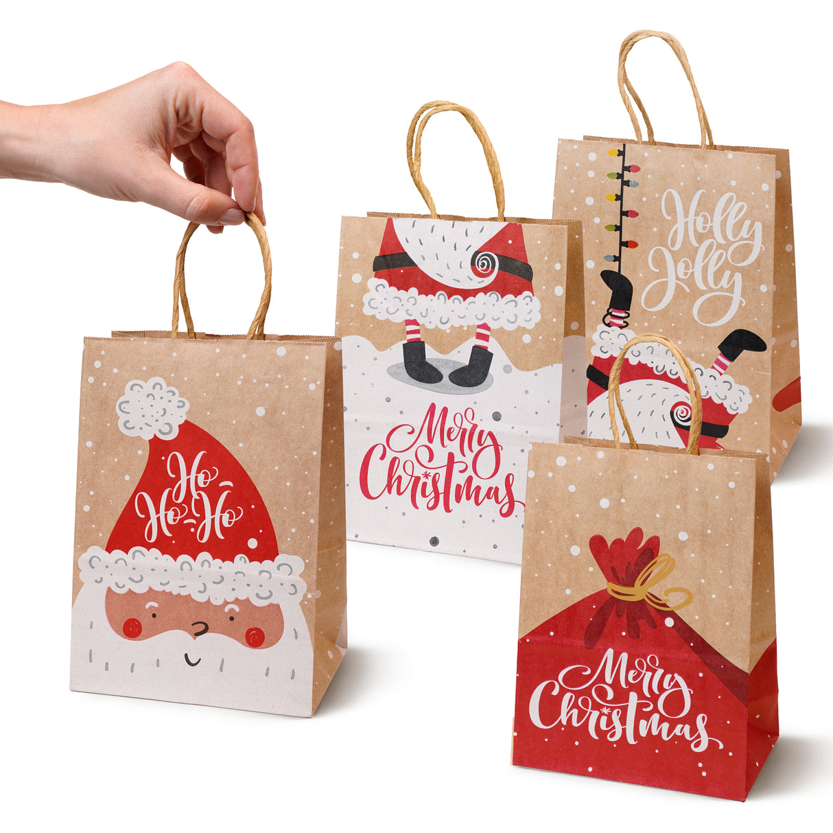 Torba papierowa świąteczna 150x80x210mm Święty Mikołaj 4szt.