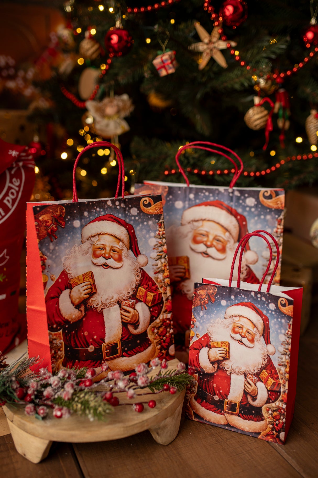 Torba papierowa świąteczna 260x120x330mm Mikołaj 4szt.