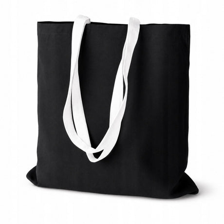 Torba Bawełniana 380x420mm Czarna Uchwyt: Biały 70 cm
