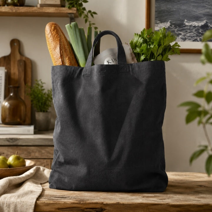 Torba Bawełniana 380x420mm Czarna Uchwyt: 35cm