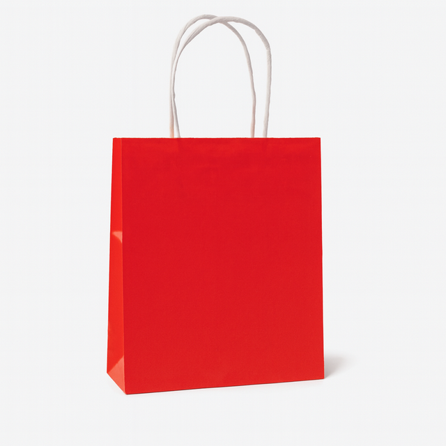 Torba papierowa z uchwytem skręcanym 180x80x220mm Czerwona Premium