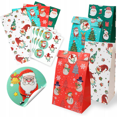 Torba papierowa klockowa świąteczna 130x80x240mm Mikołaj Bałwan Renifer Skrzat 4szt.
