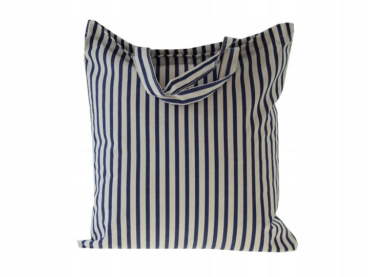 Torba bawełniana 380x420mm Niebieskie paski Uchwyt: 35 cm
