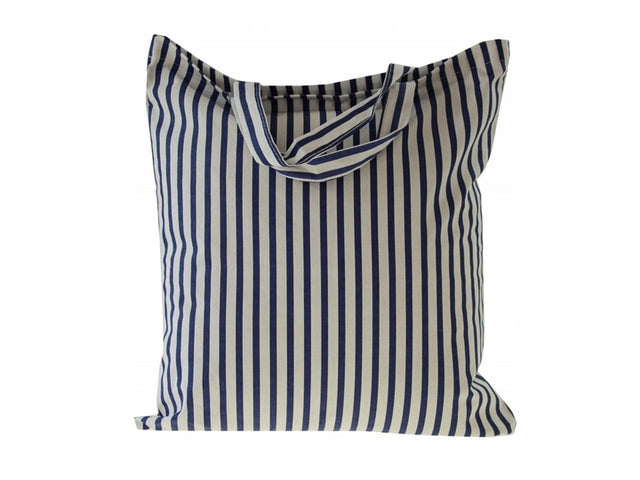 Torba bawełniana 380x420mm Niebieskie paski Uchwyt: 35 cm