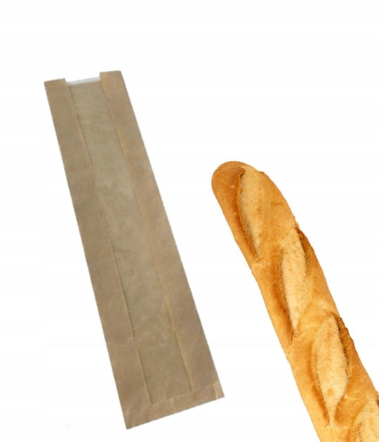 Torba fałdowa z okienkiem 100x60x580mm Brązowa 50szt