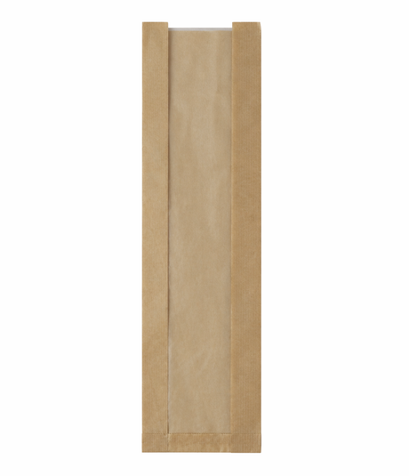 Torba fałdowa z okienkiem 100x60x580mm Brązowa 50szt