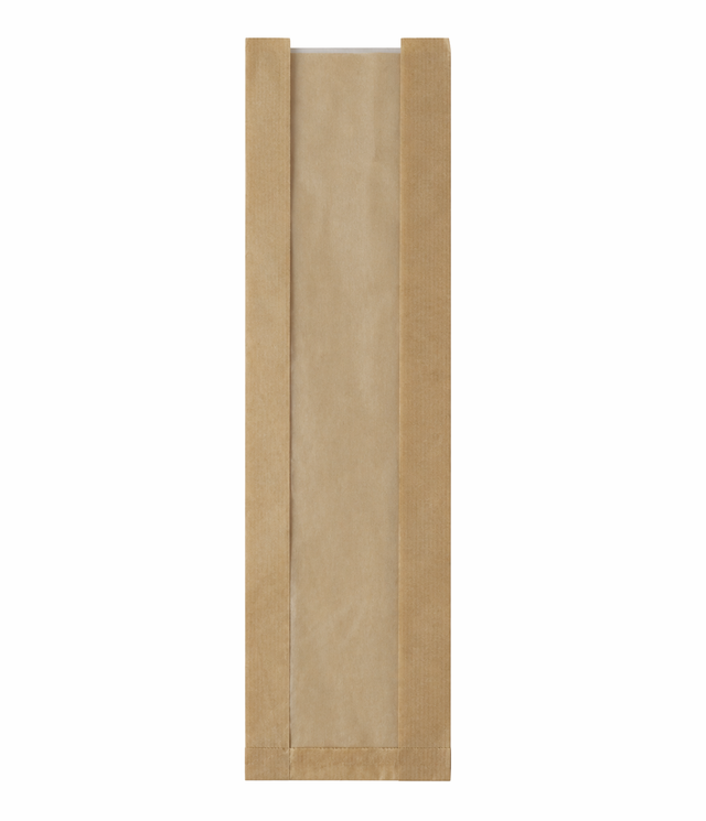 Torba fałdowa z okienkiem 100x60x580mm Brązowa 50szt