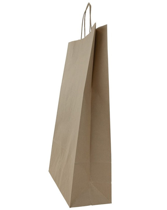 Torba papierowa z uchwytem skręcanym 330x120x500mm Prążek Brązowa