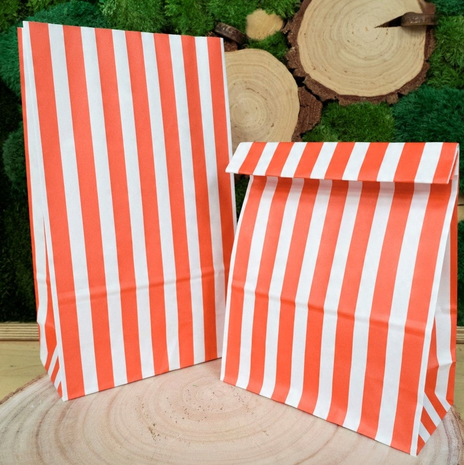 Torba papierowa klockowa 160x80x270mm Biało-czerwona Popcorn